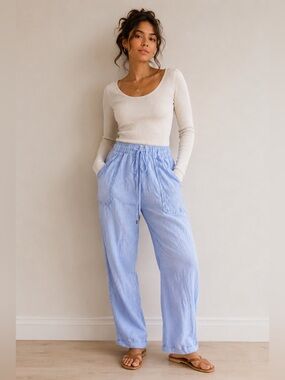 💙 Nicole Miller 100% Linen Pants – Size Medium | Good Condition 💙